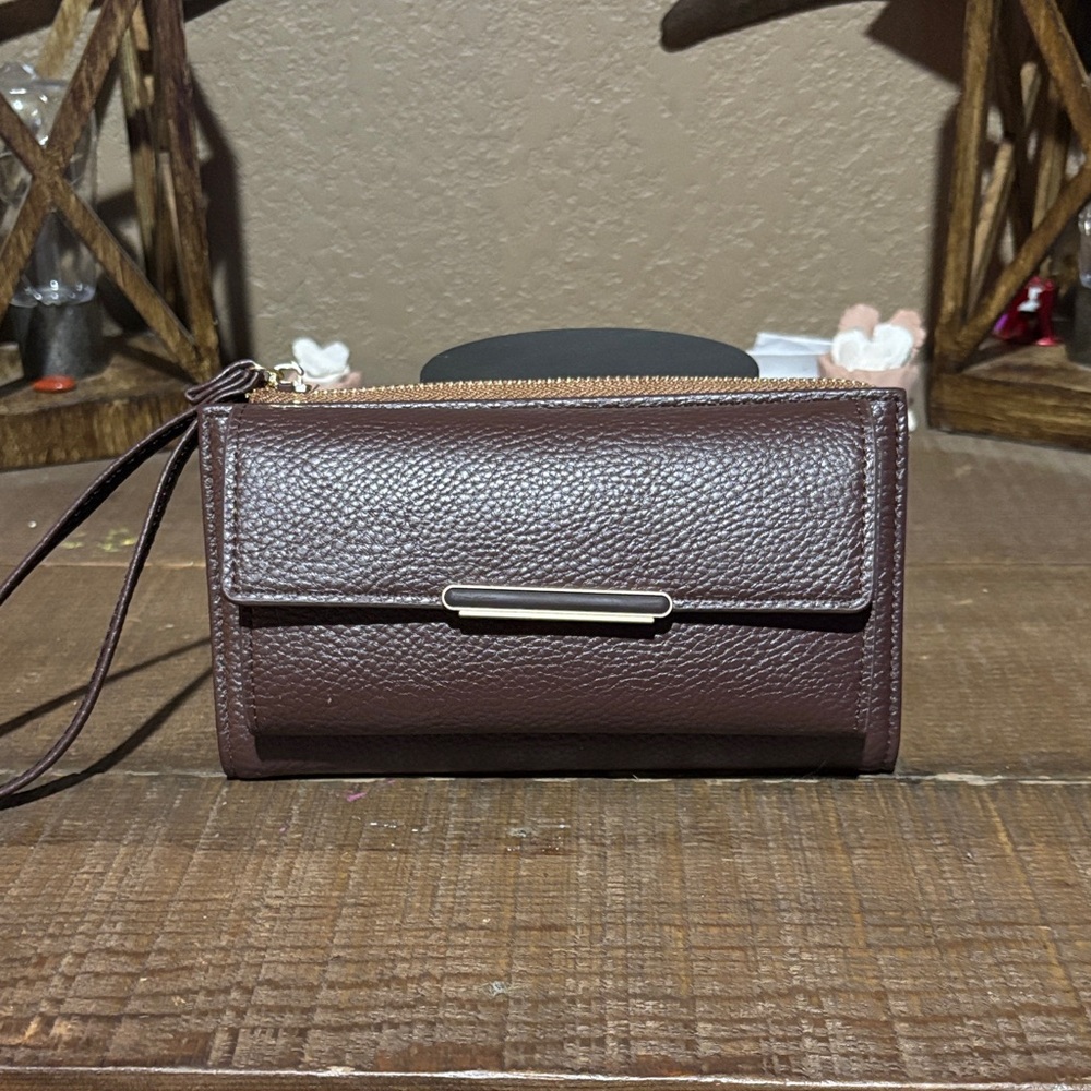 Brown Leather Wristlet Wallet